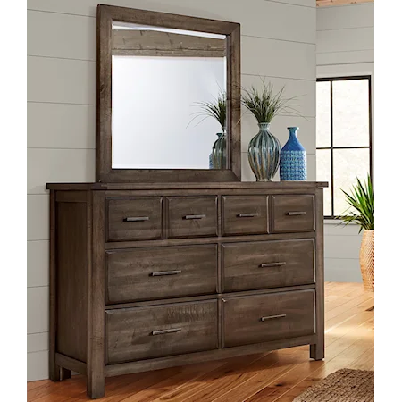 Solid Wood 6-Drawer Dresser and Mirror Set